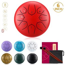 Party Favor 6 Inch 8 Tone Stalen Tong Drum Mini Hand Pan Drums Handheld Tank Percussie Instrument Voor Yoga Meditatie muziek Love309r