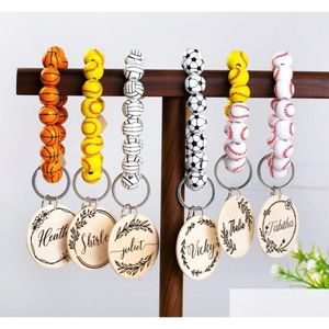 Party Favor 6 styles Bracelet Bracelet Keychain Pendant Sports Ball Soccer Basketball Basketball Perle en bois 0926 Drop livraison à la maison Gar Dhy9g