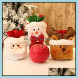 Party Gunst 6 Styles Christmas Candy Bag Cadeau DString Bags Santa Claus Sneeuwman Elk Xmas Tree Decoratie Apple Pouch Drop levering Ho Otcna