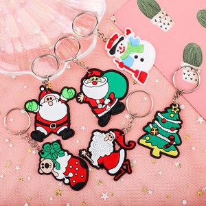 Party Favor 6pcs / Set Cartoon Cute Christmas Tree Snowman Snowman Santa Claus Silicone Keychain Toys for Kids Gifts Favors Decoration
