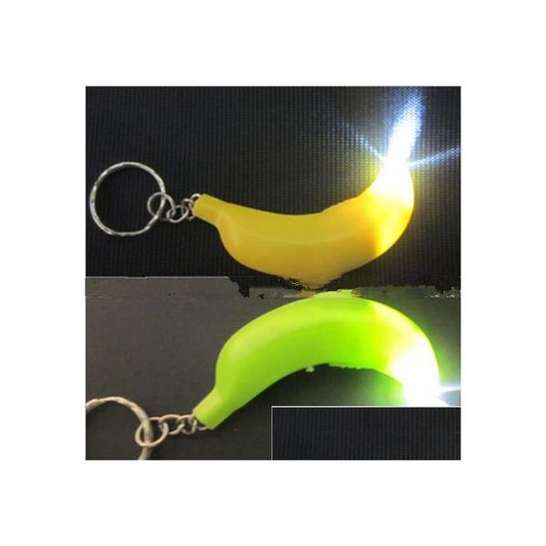 Party Favor 6X2Cm Mini Led Lampe De Poche Banane Porte-clés Création Coffre-fort Sac Téléphone Voiture Pendentif Porte-clés Xmas Jouets Cadeaux Drop Deliv Dhjqv