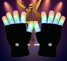 Feest gunst 7 modi kleur veranderen flitsende led -handschoen voor concertfeest Halloween kerstvinger flitsende gloeiende vinger licht gloeiende handschoenen