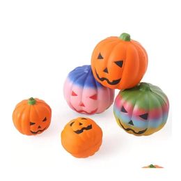 Party Gunst 7cm 10 cm kinderen Halloween geschenken squishies Hand Squeeze Toys Hallowas Rainbow Pumpkin Slow Rising Rebound geperst speelgoed RRA