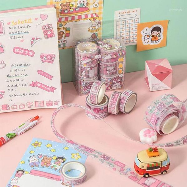 Favor de fiesta 8 rollos de cinta de papel Set Scrapbook Material Cuenta de mano DIY Cherry Blossom Unicornios Japonés Enmascaramiento