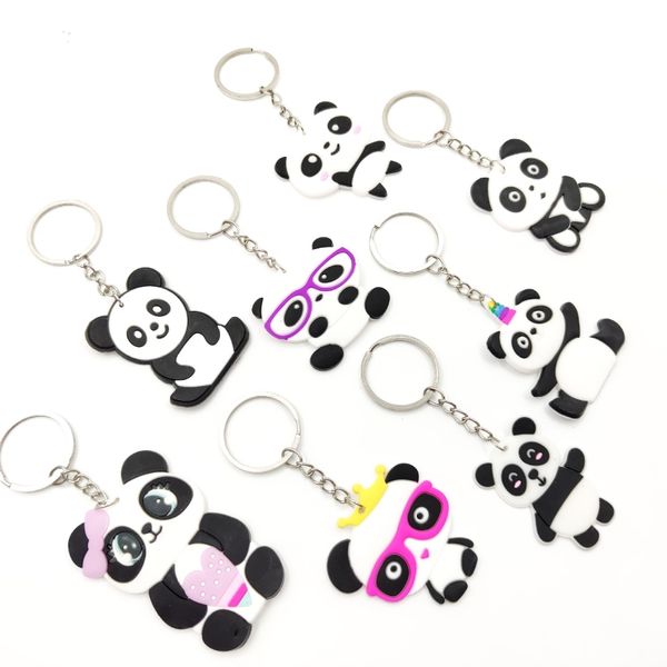 Party Favor 8 Styles Panda Porte-clés Bande Dessinée PVC Silicone Bagages Pendentif Sac Décoration Porte-clés Creative Cadeaux Articles De Fête Q370