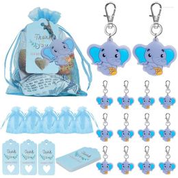 Favor de fiesta 90 unids Baby Shower Regalo Género Revelado Elefante Llavero Gracias Etiqueta Conmemorativa Niño y niña Suministros de cumpleaños