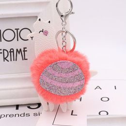 Favor de fiesta Alpaca Pom Llavero Lentejuelas Llavero de cuero Llavero de piel falsa Animal de dibujos animados lindo para el bolso del coche Anillo colgante Regalo Dbc Dro Dhcpz