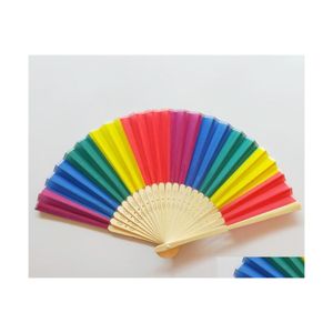 Favor de fiesta Llegada Estilo chino Colorf Arco iris Plegable Ventilador de mano Favorece Recuerdos de boda Sorteo para invitados Sn2146 Entrega de gota H Dhkxl