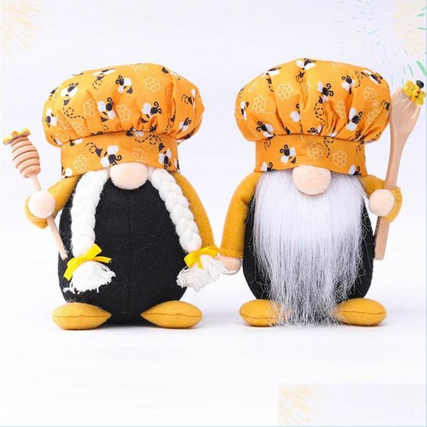 Party Favor Bee Chef Gnome Homme Femme Scandinave Miel Nain Poupée Sans Visage Maison Ferme Cuisine Décor Drop Livraison Jardin Festiv Dhzye