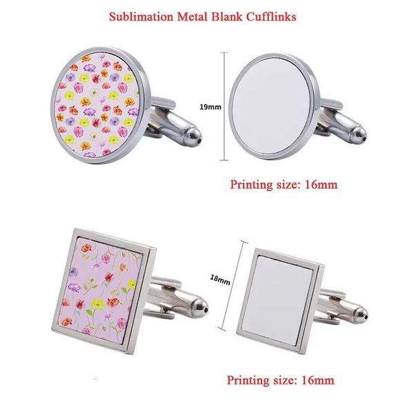 Boutons de manchette en métal à Sublimation vierge, ronds et carrés imprimables, accessoires pendentif, inventaire, vente en gros, DIY bricolage