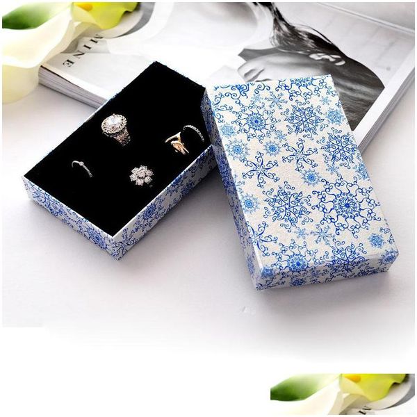 Favor de fiesta Porcelana azul y blanca Cartón vacío Estilo chino Caja de joyería Embalaje de papel para collar / anillo / pendiente Regalo Za5620 DHVFC