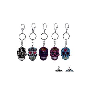 Party Favor Bohême Skl Porte-clés 5 couleurs Halloween Porte-clés Squelette Pendentif en métal Porte-clés Nouveauté Outils pour la maison YSY434L Drop Deliver Dhjxl