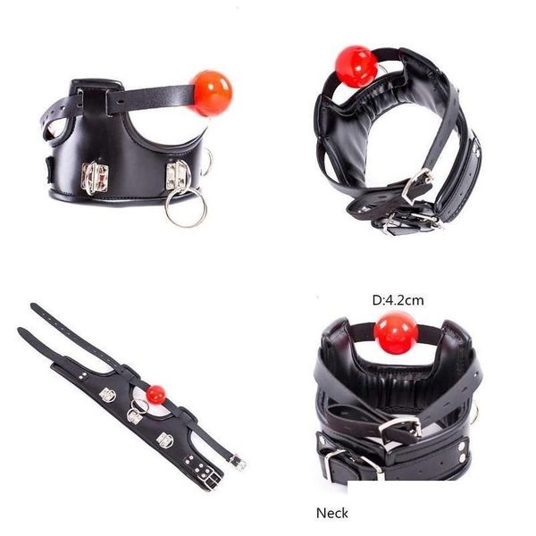 Favor de fiesta Bondage Masr Bdsm Flirt Toys de Slave Spong Collar ajustable de cuero con Sile Boca abierta Ball Gag para mujeres Parejas Dr Dhpru