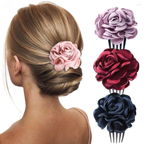 Peignes à cheveux à fleurs de mariée, épingles à cheveux rétro florales pour femmes, Barrette Clips, accessoires couvre-chef