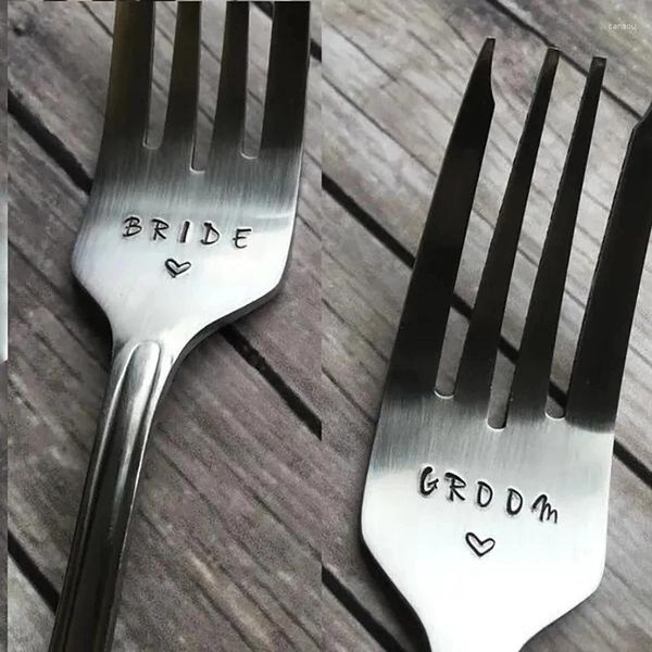 Party Favor Mariée Marié Fork Beach Country Mariage Lywed Couple Bachelor Bachelorette Hen Bridal Shower Dîner Petit-déjeuner Table Cadeau