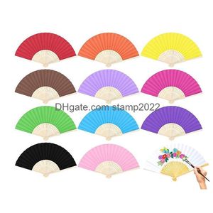 Party Favor Candy Couleur DIY Pliant Fan Simple Face Papier Enfants Peinture Cadeau Fournitures 12 Couleurs Drop Livraison Maison Jardin Fest Dhpk4