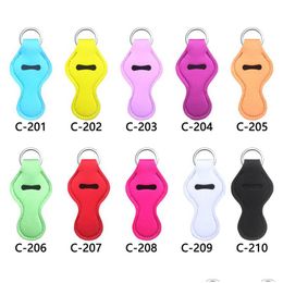 Party Favor Candy Color Neopreen Lipstick Holder Sleutelhanger Hanger Outdoor Travel Portable Chapstick Er Key Chain Sleeve Drop Deliver Dhr3C