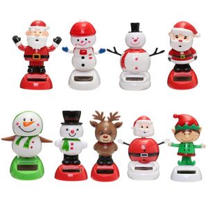 Feest voorkeur auto ornamenten abs zonne -aangedreven kerst ornamenten cadeau dansen Santa Claus Snowman Toys Dashboard Decoration SN4730