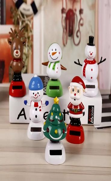 Party Favor Ornements de voiture ABS à énergie solaire ChristmasOrnaments Cadeau Danse Père Noël Bonhomme de neige Jouets Tableau de bord Décoration Bobble D6720817