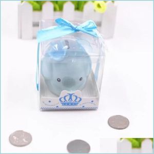 Party Favor Céramique Rose / Bleu Elephant Bank Coin Box pour le baptême Faveurs Baby Shower Cadeaux de baptême En gros Drop Livraison 2022 H DHP16