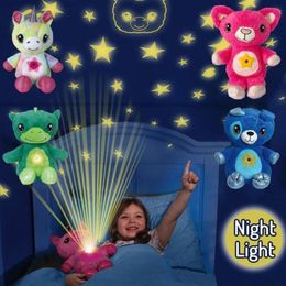 Party Favor Kinderen Cartoon Knuffel LED Nachtlampje Starry Buik Droom Projectie Troostende Lamp Ster Projector Xmas Verjaardag 2615