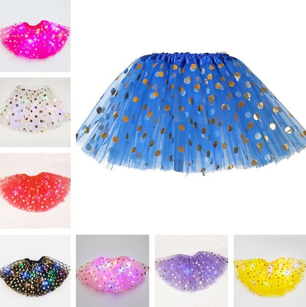 Party Favor Enfants jupe enfants poncho jupes jupe à pois dorés avec sequins lumineux jupes lumineuses lampe à LED jupe tutuLT211