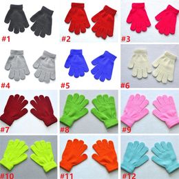 Party Favor Kinderen Winterhandschoenen Effen Snoep Kleur Jongen Meisje Kinderhandschoenen Warm Gebreide Vingerwanten Student Outdoor Handschoen 150pcs LT668