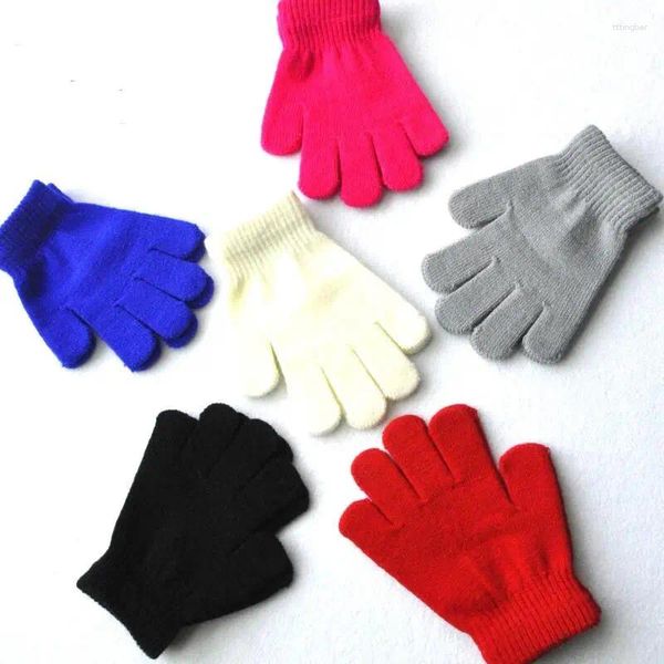 Party Favor Enfants Hiver Gants d'extérieur Solide Couleur Bonbon Acrylique Gant Enfant Chaud Tricoté Doigt Extensible Mitaine LX8331