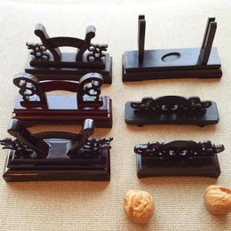 Party Favor Chinese Fan Plastic Wood-like Base High Mahogany Frame Ebony Seat