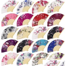 Party Favor Chinese Japanse Silk Bamboo Folding Fan Mti Styles Summer Festival Gift Drop Delivery Home Garden Festive Suppl Dhnl2