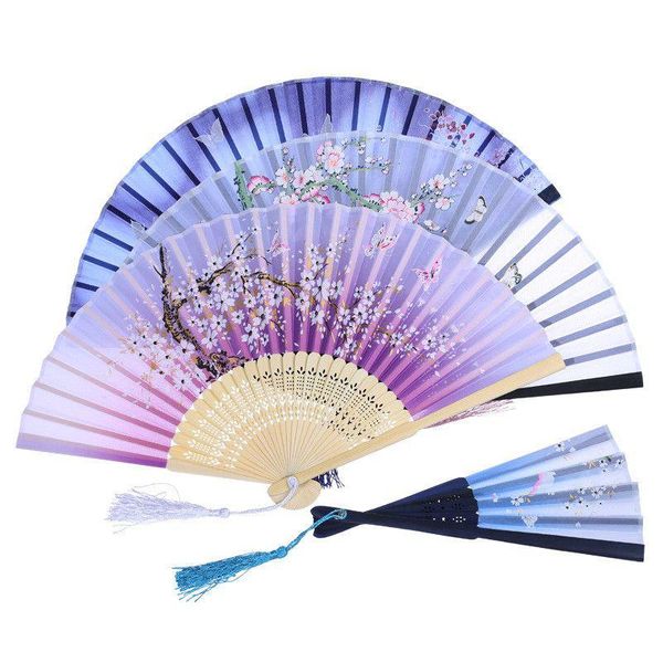 Party Favor Chinois Soie Tissu Pliant Ventilateur Femmes À Main Ventilateurs En Bambou Style Japonais Cadeau De Mariage Decration Drop Delivery Home Gar Dhr9X