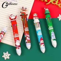 Party Favor Christmas 6/10 Color Ballpoint Pen Student Press-Type-Type Color Santa Claus Presse la papeterie d'école de 0,5 mm