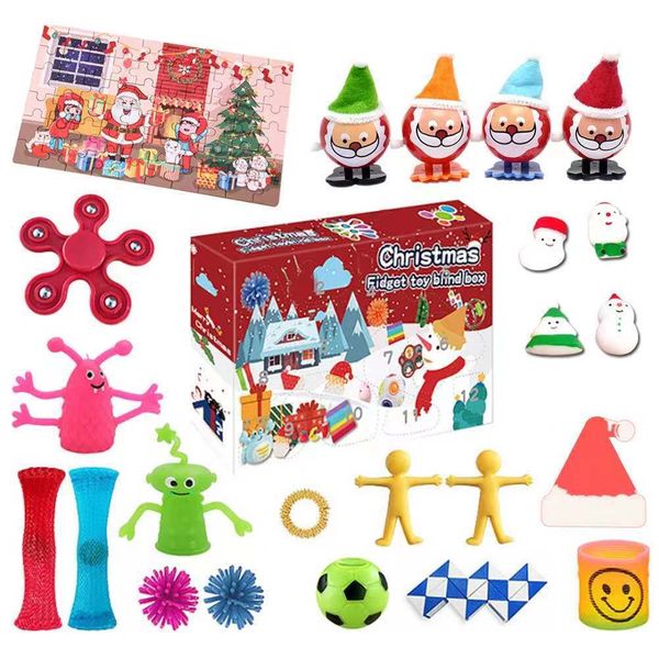 Party Favor Christmas Blind Box Fidget Toys 24 Days Calendrier de l'Avent Pétrissage Musique Coffret cadeau de Noël Compte à rebours Cadeaux pour enfants Meilleure qualité