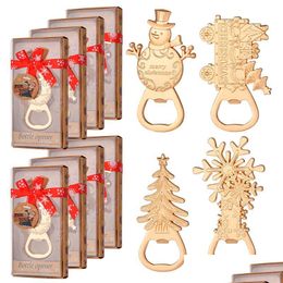 Fête Favor Christmas Decorative Bottle Opender Cartoon Tree Snowman Snowman Metal Gift Openders Bar Bar Bar Drop Livraison Home Garden F DHV4H