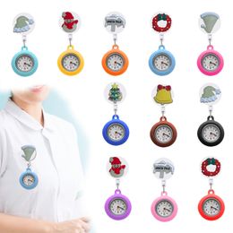 Party Gunst Christmas Fluorescentie Clip Pocket Horloges Clip-on Hangende Rapel Nurse Watch FOB voor verpleegkundigen op drop levering otbix