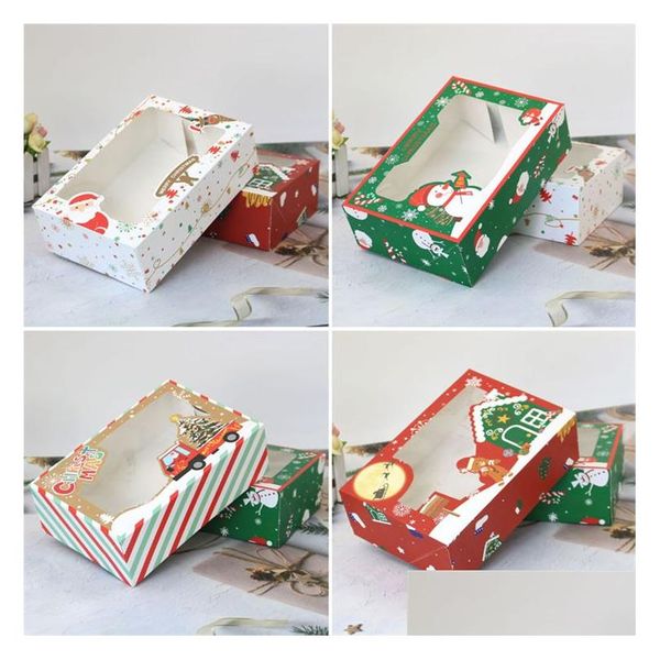 Party Favor Christmas Gift Box Santa Papercard Kraft Present Favor Baking Cake Muffin Paper Packingt2I52783 Drop Delivery Home Gard Dhnoz