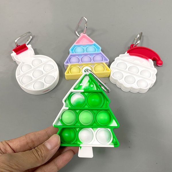 Arbre de Noël Santa Boots Fidget Toys Push Bubble Anti-Stress Jouet Kawaii Enfants Formation Sensorielle Porte-clés de Noël