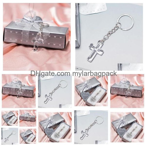 Party Favor Church Giveaway Cadeau pour le choix des invités Crystal Cross Porte-clés Bridal Shower Favors W8488 Drop Delivery Home Garden Festiv Dhxh8