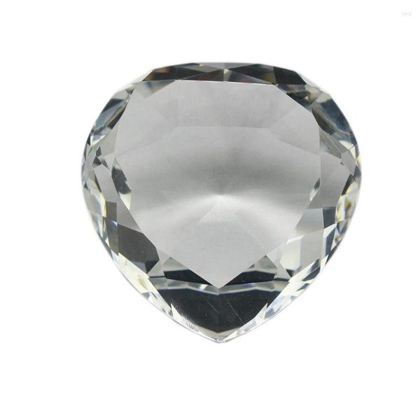 Favor de fiesta Clear Crystal Heart Paperweight Faceted Cut Glass Stone Diamond Jewelry Regalos para invitados