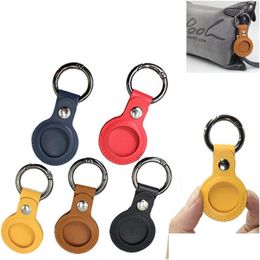 Party Favor Colorf Leather Keychain Anti-Lost Airtag Protector Bag All-Inclusive Locator individueel verpakt kleine geschenkdruppel deliv DHL54