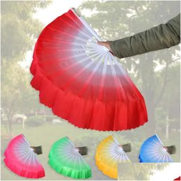 Party Favor Colors 5 Chinese Silk Weil Dance Beschikbaar voor White Fan Bone Wedding Folding Hand Drop Delivery Home Garden Feestelijke SUP DHZ89