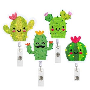 Party Favor Creative Cactus Badge Porte-clés Rétractable Pl Id Badges Titulaire Avec Clip Fournitures De Bureau Drop Delivery Maison Jardin Festiv Dhysz