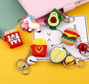 Party Favor Creative Cute 3D Key Pendant Hamburger Cartoon Keychain Bag Accessories Men and Women Car Ring individueel verpakt C2886659