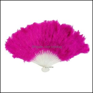 Party Favor Creative Feather Fan Polychromatic Hand Fans Lady Dance Performance Props For Halloween Wedding Decorations Favor cadeau 2 Dhrxi