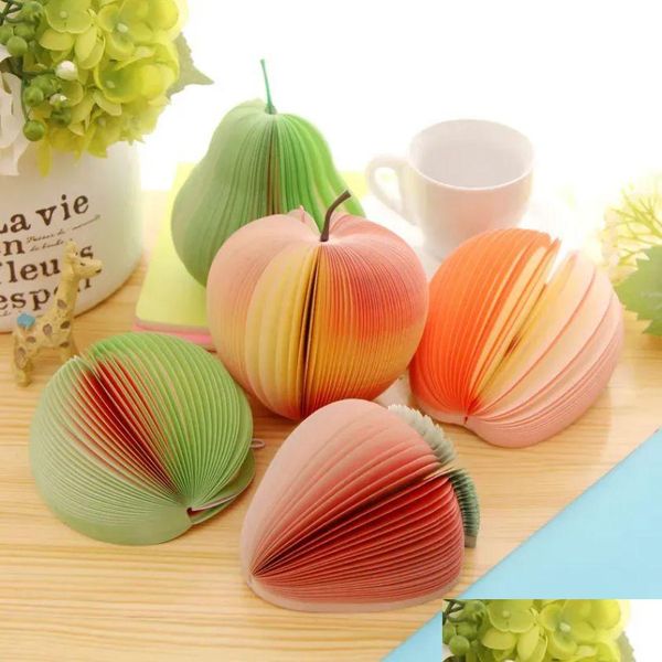 Party Favor Creative Fruit Shape Notes Papier Mignon Apple Citron Poire Stberry Memo Pad Sticky School Office Supply Drop Livraison Dh8Eb