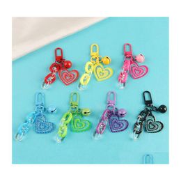 Favor de fiesta Creative Love Bell Car Key Chain Pendant Pequeño color fresco Acrílico Accesorios Pareja Bolsa Decoración Drop Delivery Home Dhwet