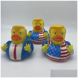 Party Favor Creative Pvc Flag Trump Duck Bath Floating Water Toy Supplies Funny Toys Gift Drop Livrot Home Garden Festive Event DHRQS