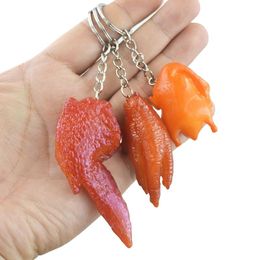 Party Favor Creative Simulation Food Key Chain PVC Model Soft Glue Fake gestoofde varkensbuik Belly Roasted Chicken Key Ring Gift RRA847