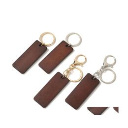 Party Favor Creative Wooden Keychain Round Rec Shape Wood Blank Key Chains Diy Rings Geschenken Drop Delivery Home Garden Feestelijke benodigdheden Dhltu