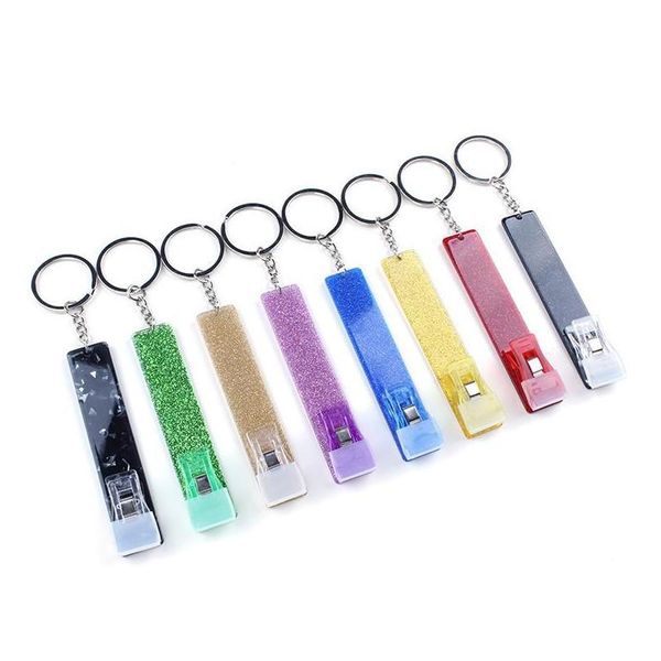 Party Favor Carte de crédit Pler Keyring Party Favor Glitter Acrylique Cartes bancaires Grabber Porte-clés pour outil à ongles long SN5306 Drop Livraison H Dhqmr